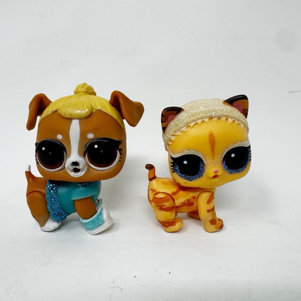 Lot Of 2 LOL Surprise Doll Glitter Pets Secret Agent Spy Kitty Pup Swing